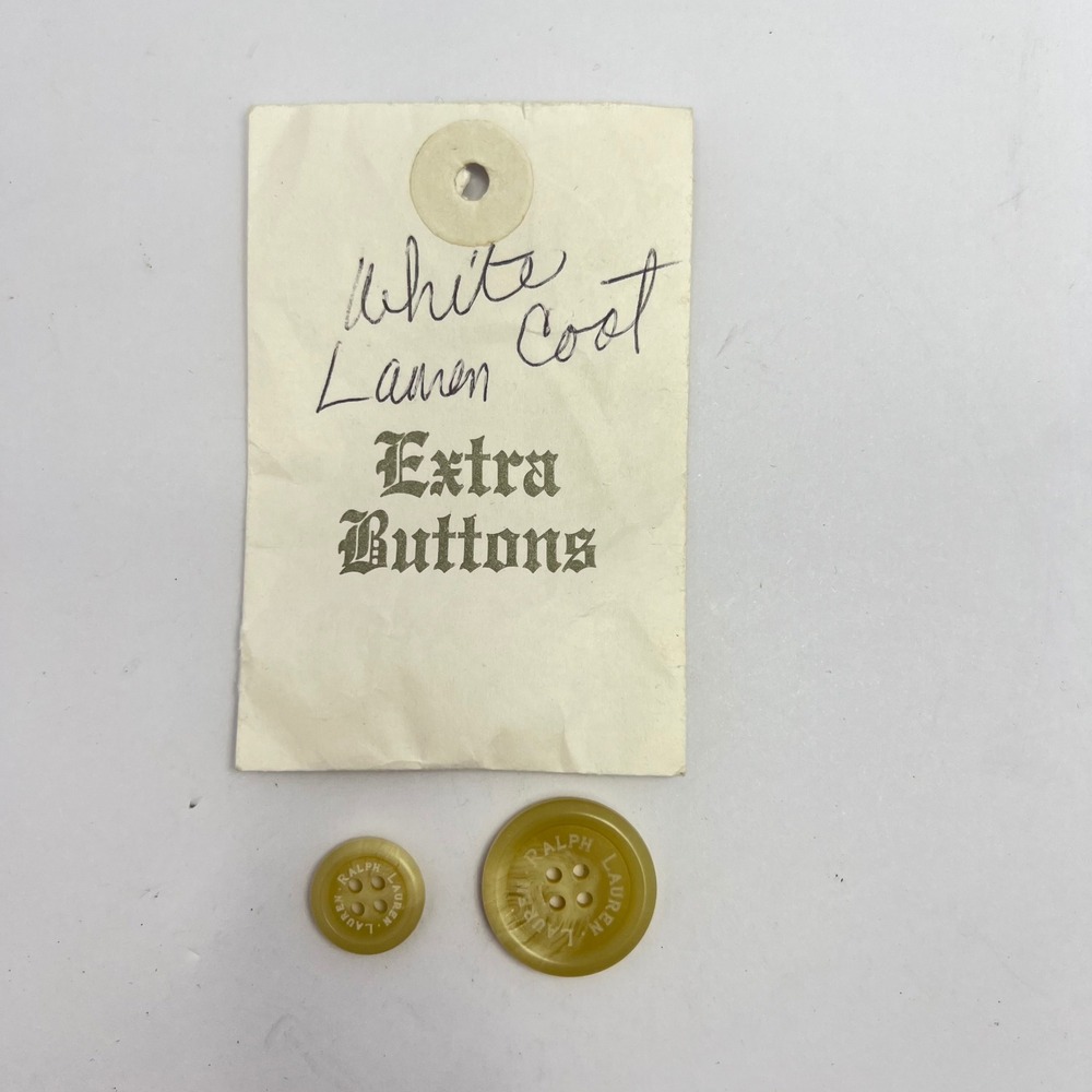 Ralph Lauren Cream Replacement‎ Buttons Lot of 2 LRL Coat Spare Notions Vintage